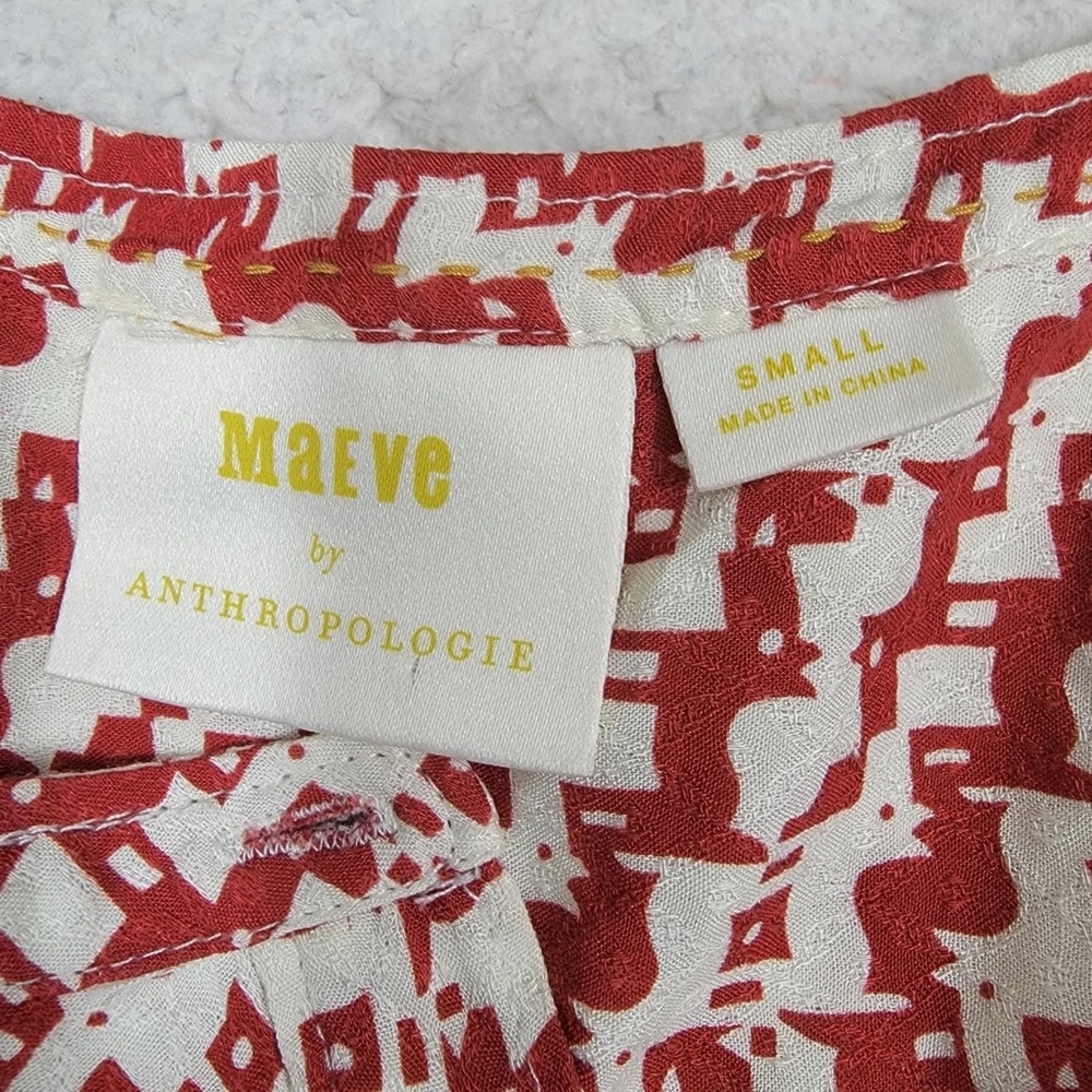 Anthropologie Maeve Avignon Abstract Scotty Dog Print Button Up Top Size Small - Picture 6 of 6